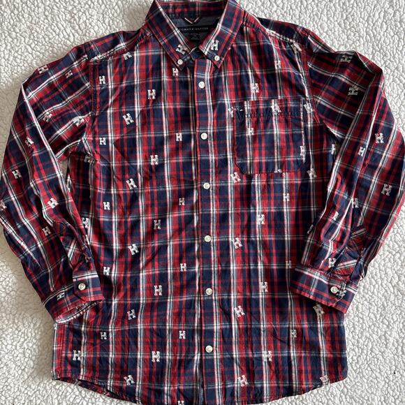 Tommy Hilfiger Tops - Tommy Hilfiger Plaid Women Button Down XL Red Blue Long Sleeve